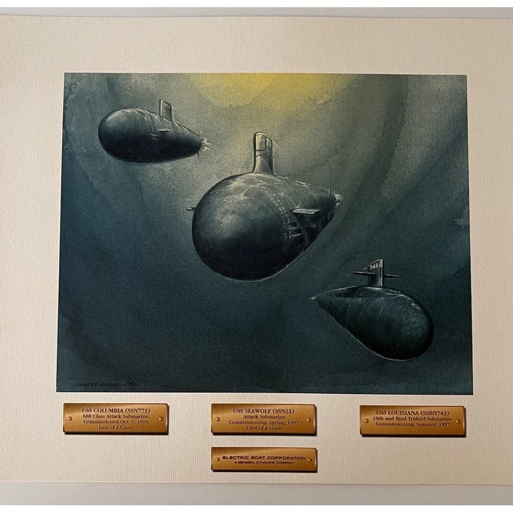 Electric‎ Boat Gurden Smith Submarine Print USS Seawolf Columbia Louisiana